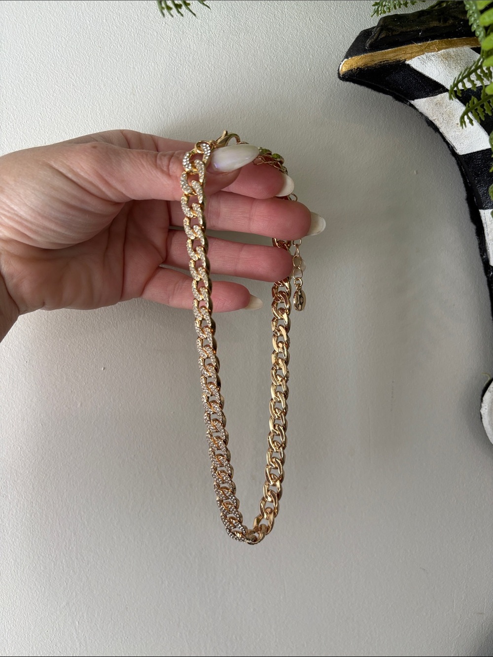 Gold Crystal Pavé Cuban Link Necklace - Women Jewelry